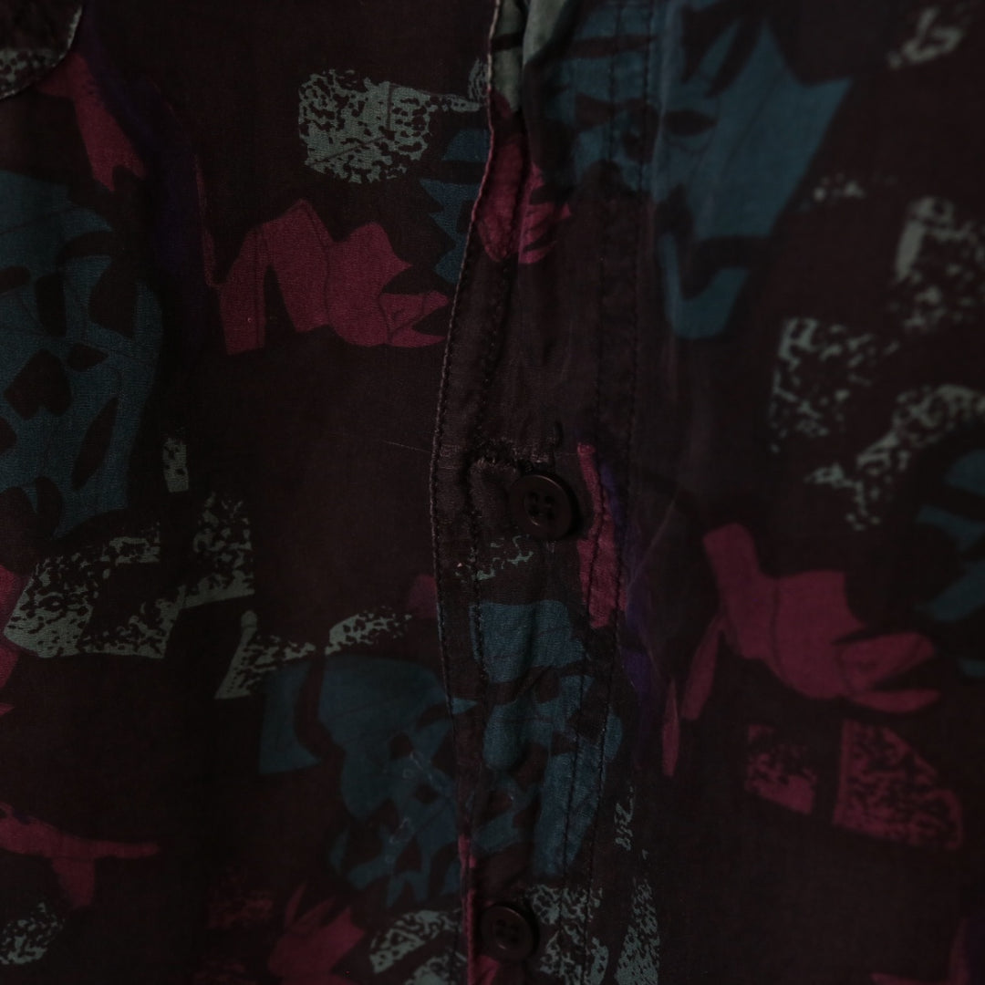 Vintage 90's Abscract Patterned Silk Button Up - L-NEWLIFE Clothing