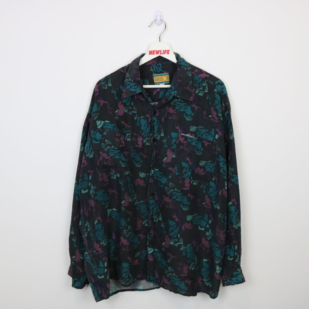 Vintage 90's Abscract Patterned Silk Button Up - L-NEWLIFE Clothing