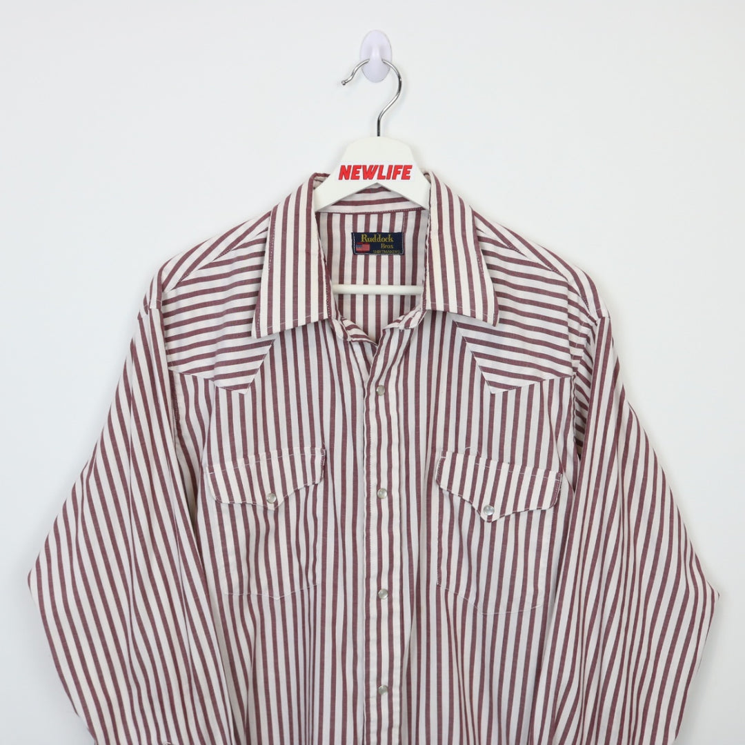 Vintage 80's Ruddock Striped Button Up - L-NEWLIFE Clothing