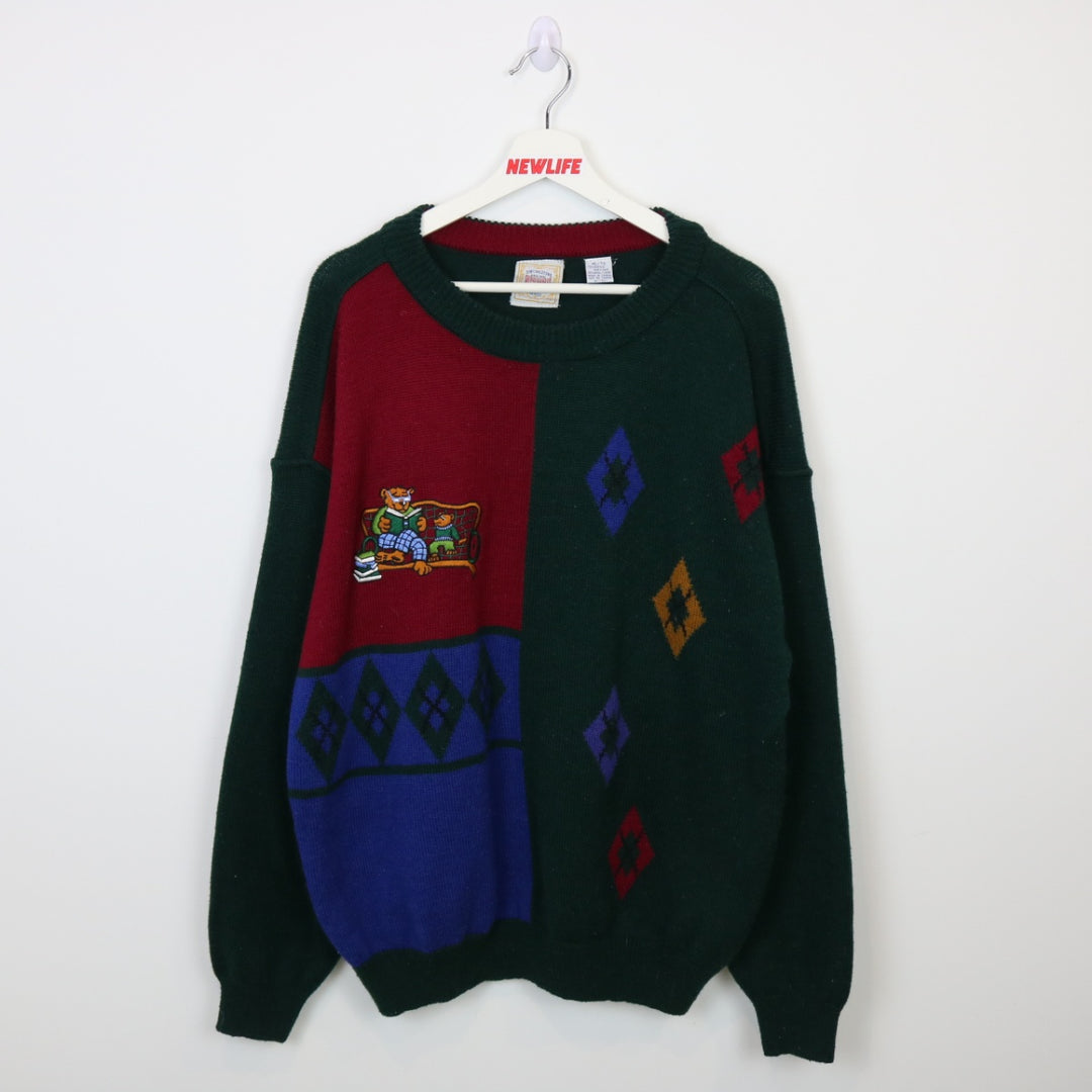 Vintage 80's Reading Bears Knit Sweater - L-NEWLIFE Clothing