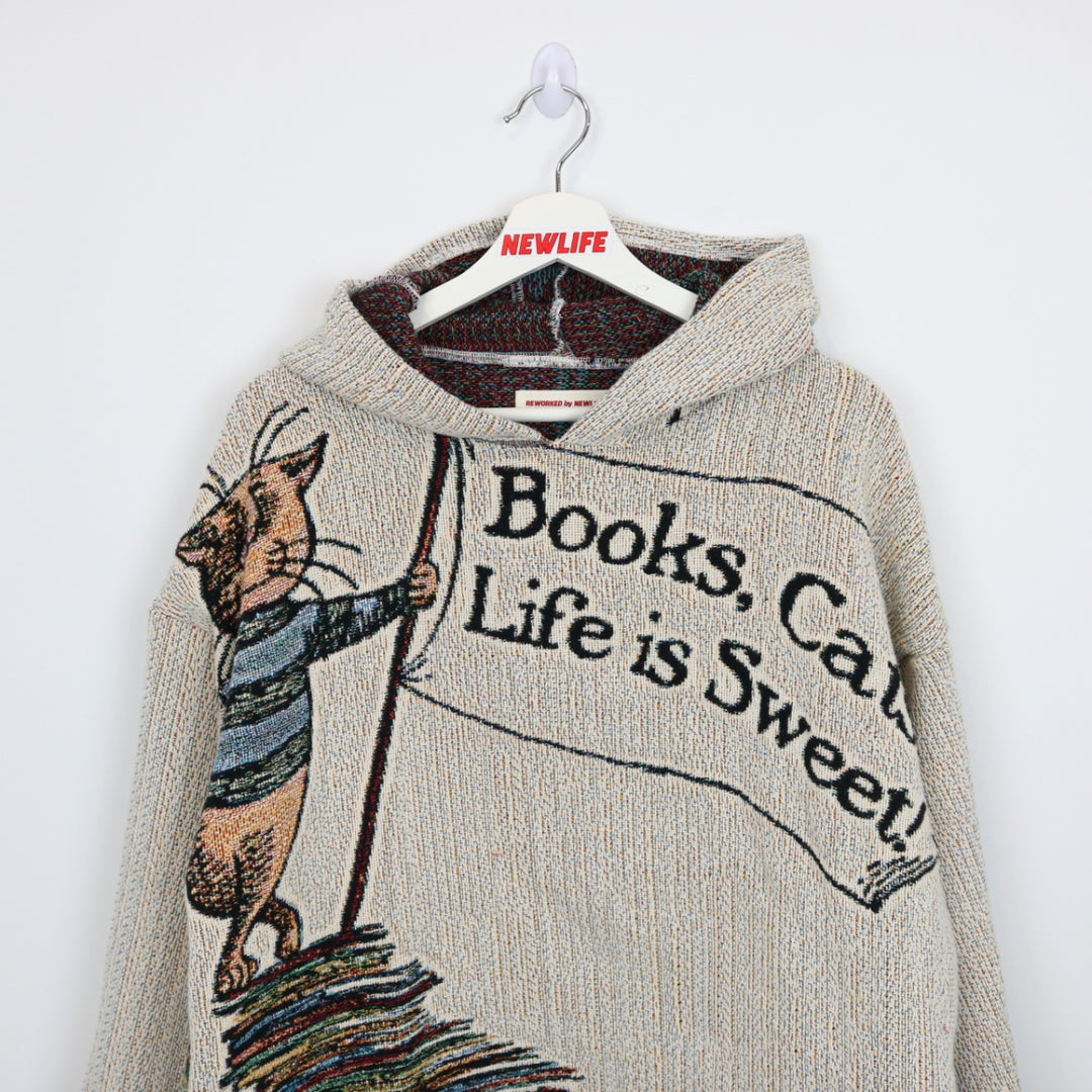 Reworked Books, Cats, Life is Sweet Tapestry Hoodie - L-NEWLIFE Clothing