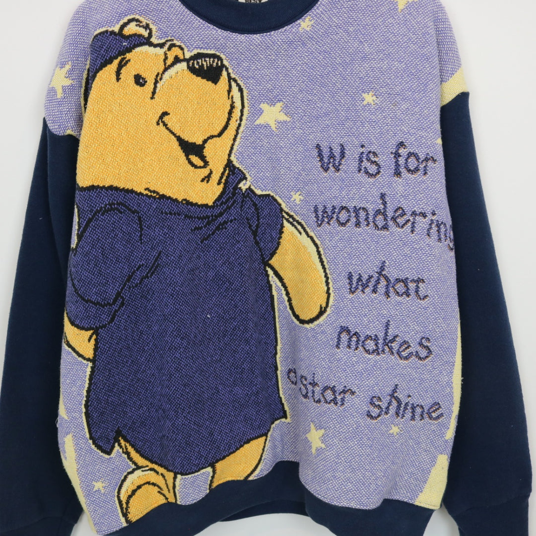 Reworked Vintage 90's Disney Pooh Bear Tapestry Crewneck - L-NEWLIFE Clothing