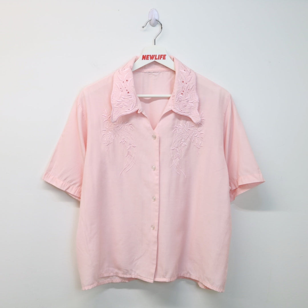 Vintage 90's Embroidered Short Sleeve Button Up - M-NEWLIFE Clothing