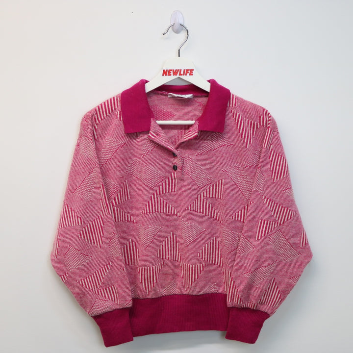 Vintage Patterned Collarded Knit Sweater - XXS/XS-NEWLIFE Clothing
