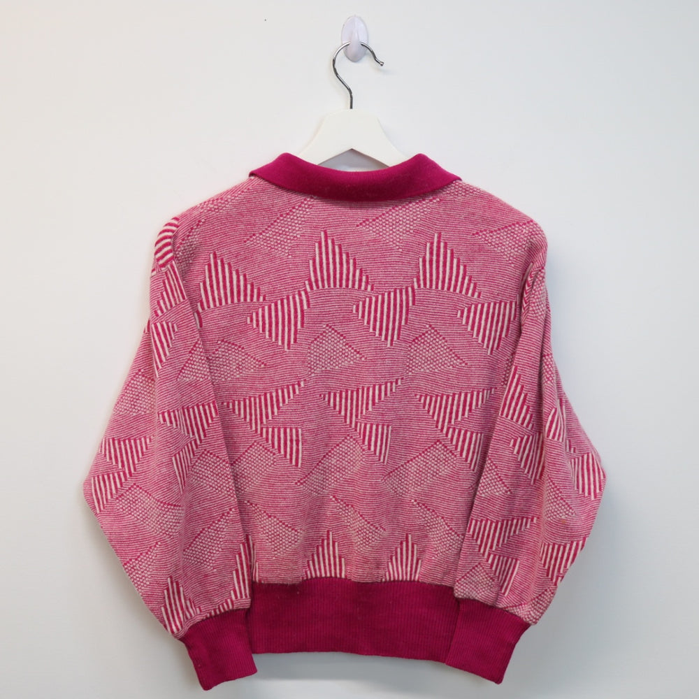 Vintage Patterned Collarded Knit Sweater - XXS/XS-NEWLIFE Clothing