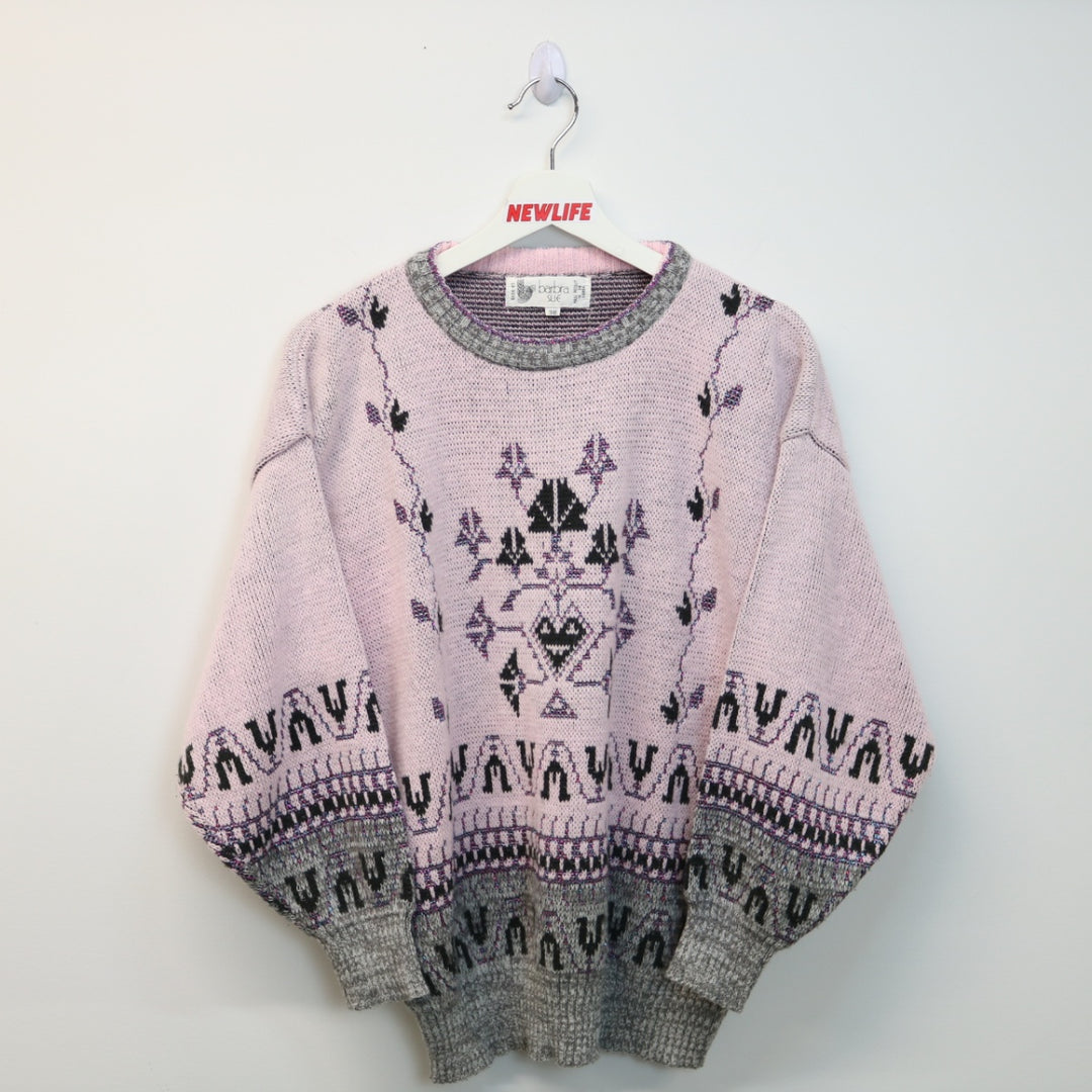 Vintage Glitter Patterned Knit Sweater - M-NEWLIFE Clothing