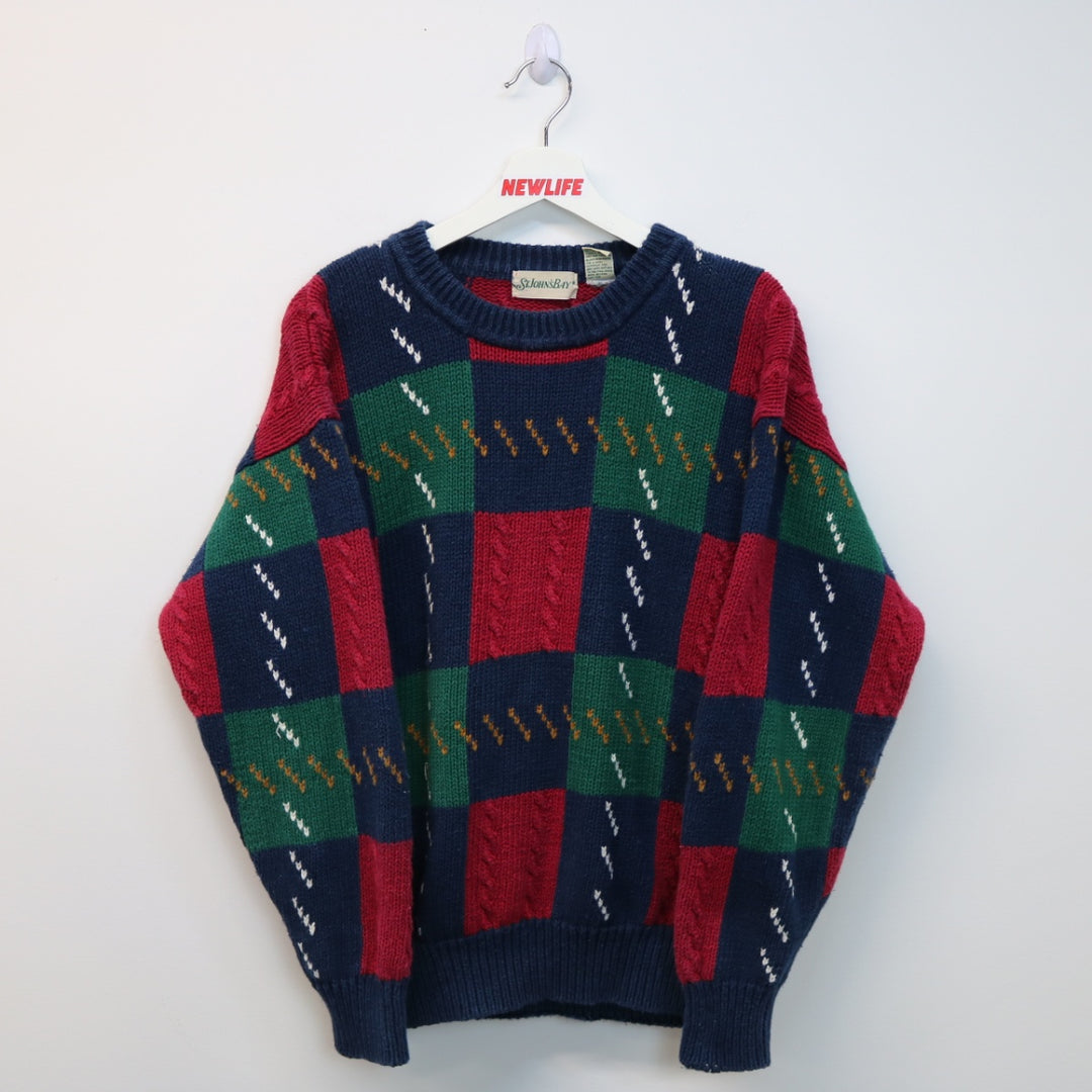 Vintage Checkered Pattered Knit Sweater - M-NEWLIFE Clothing