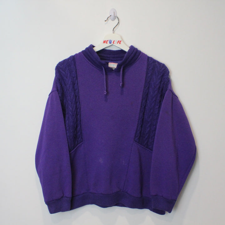 Vintage Cable Knit Mockneck Sweater - M-NEWLIFE Clothing