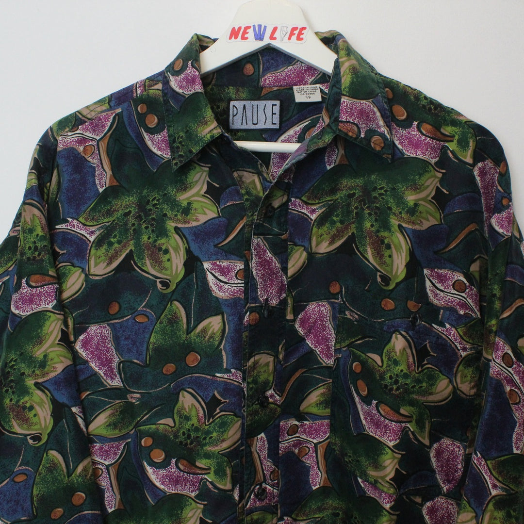 Vintage Floral Patterned Silk Button Up - M-NEWLIFE Clothing
