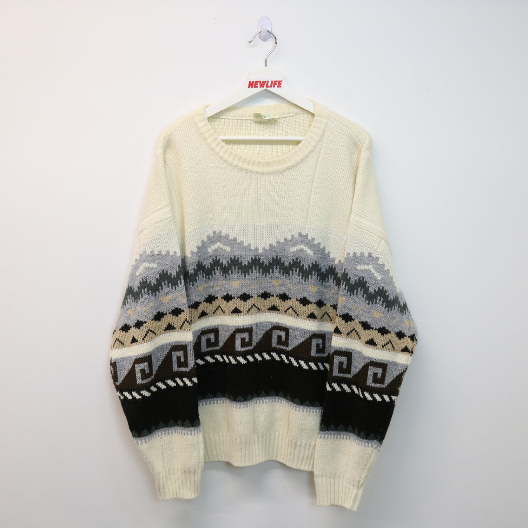 Vintage Abstract Patterned Knit Sweater - M-NEWLIFE Clothing