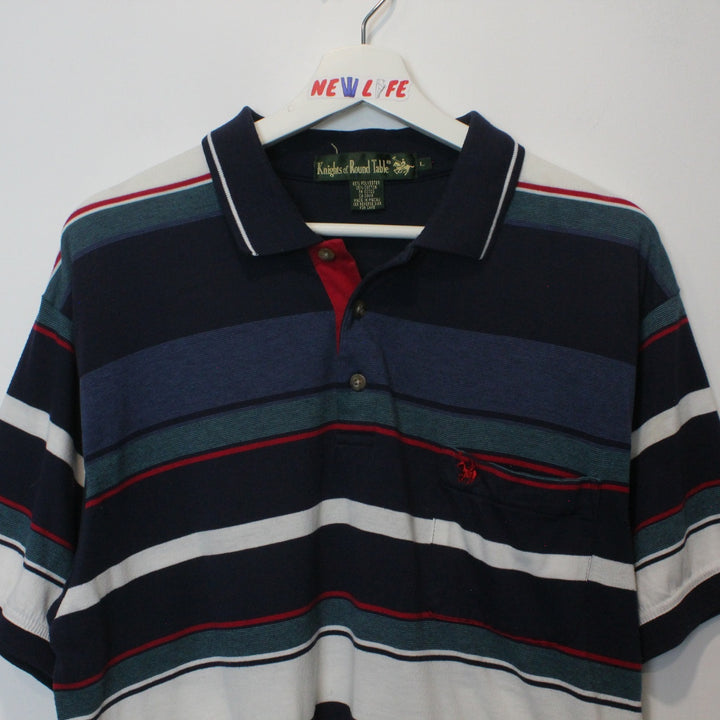 Vintage Striped Polo Shirt - L-NEWLIFE Clothing