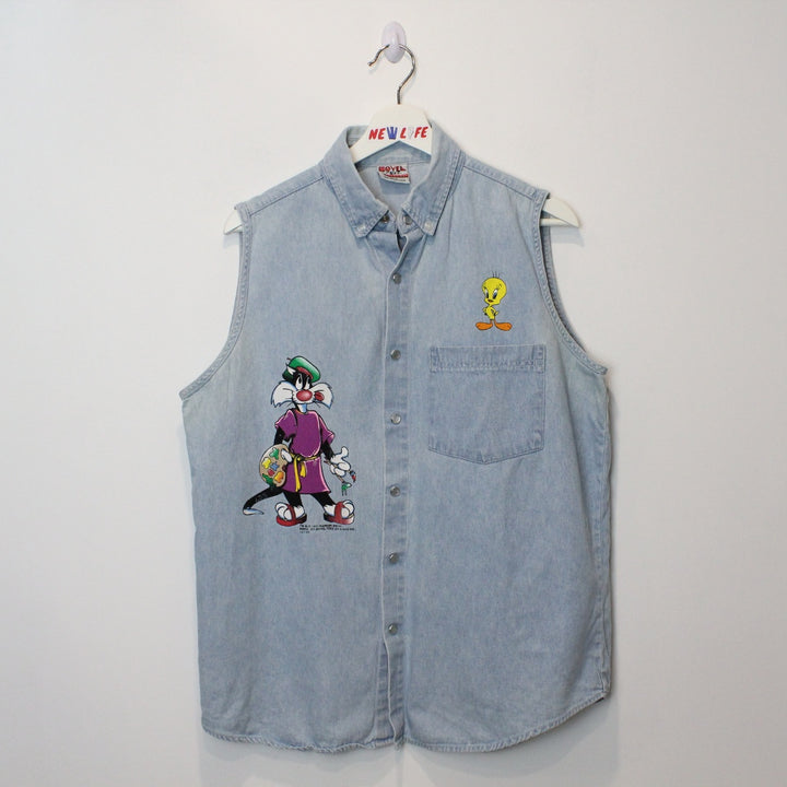 Vintage 1995 Looney Tunes Denim Button Up - M-NEWLIFE Clothing