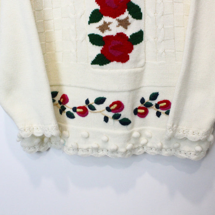 Vintage Flower Knit Sweater - XL-NEWLIFE Clothing