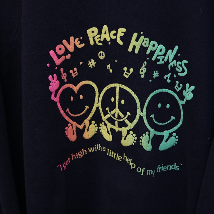 Vintage Love Peace Happiness Crewneck - L-NEWLIFE Clothing
