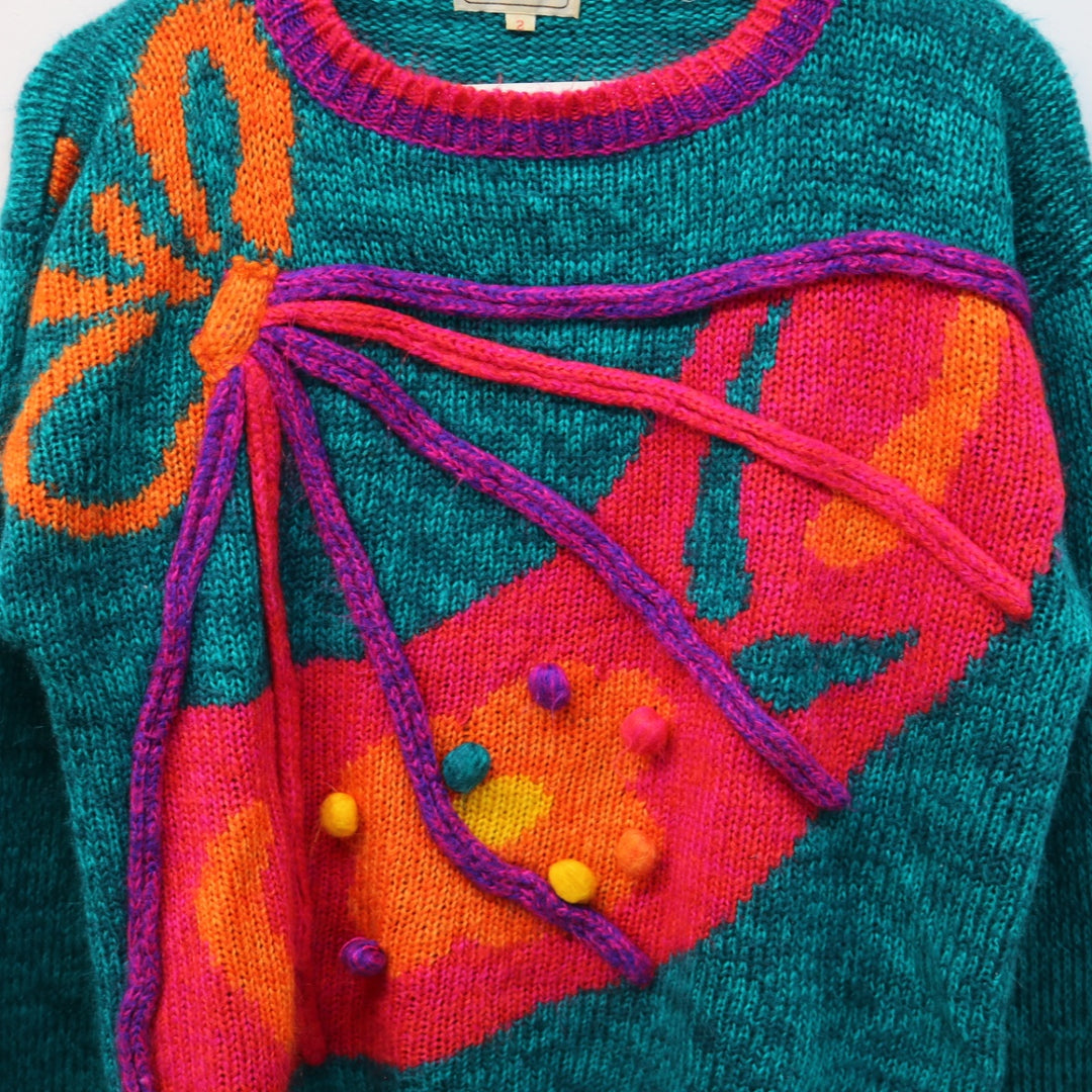 Vintage Pom Pom Textured Knit Sweater - S-NEWLIFE Clothing