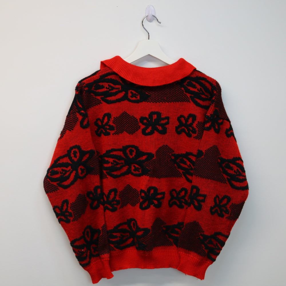 Vintage Patterned Collared Knit Sweater - M-NEWLIFE Clothing