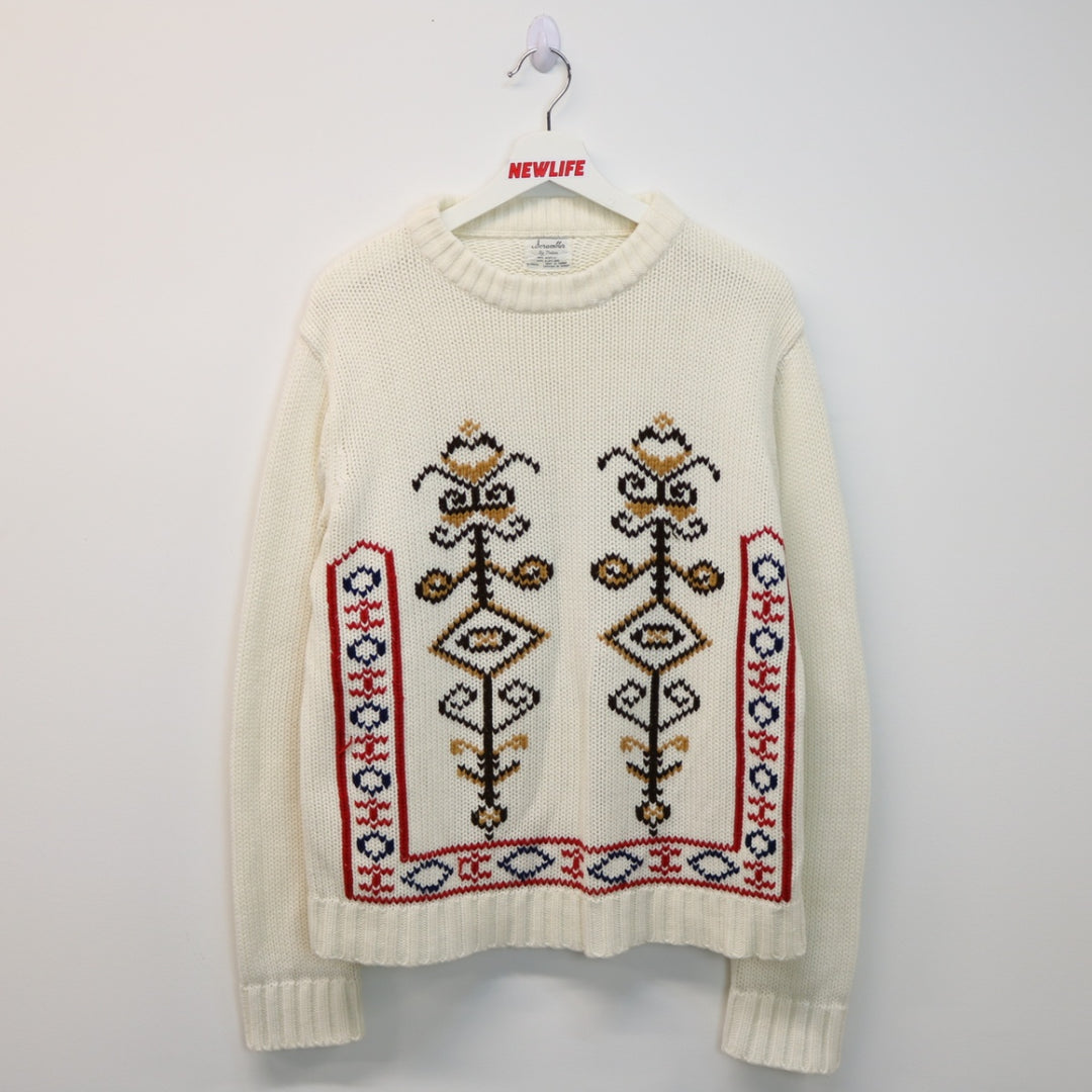 Vintage 80's Patterned Knit Sweater - M-NEWLIFE Clothing
