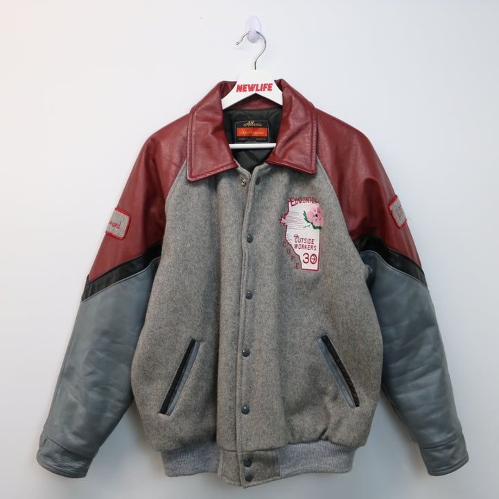 Vintage 80's Edmonton Outside Workers Varsity Jacket - L-NEWLIFE Clothing